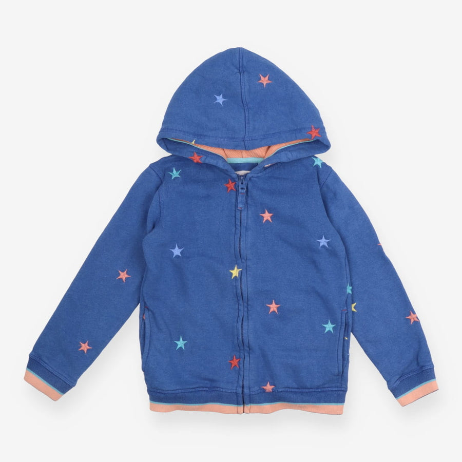 Blue zip hoodie with coloured stars