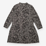 Midi Dress Black Cream Animal Print Long Sleeve Ti