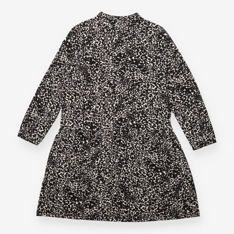 Midi Dress Black Cream Animal Print Long Sleeve Ti