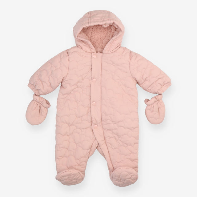 Pramsuit Pink Scallop Pattern with Fleece Lining