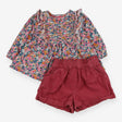 Outfit Tunic Long Sleeved Floral Frill and Shorts 
