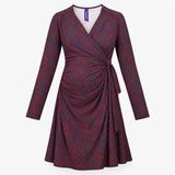 Navy & Pink Fleck Wrap Front Long Sleeve Maternity