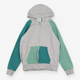 Hoodie zip grey and green