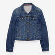 Denim Jacket Mid Blue Stretch Cotton Fitted