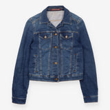 Denim Jacket Mid Blue Stretch Cotton Fitted