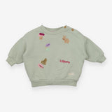 Sweater sage green woodland animals