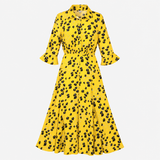 Jigsaw Mustard Yellow Floral Print Midi Shirt Dres