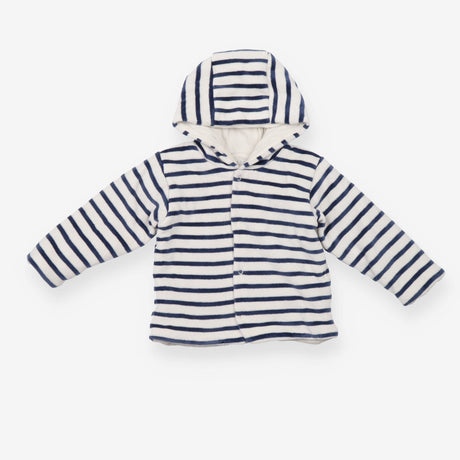 Velour jersey hooded jacket navy striped