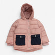 Coat Puffer Pink and Navy Dinosaur