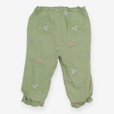 Green Cargo Trousers with Flowers
