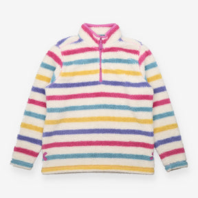 Multicolour Striped Teddy Fleece Quarter Zip fleec