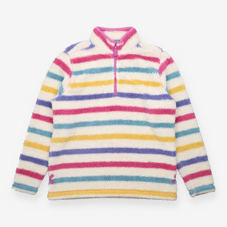 Multicolour Striped Teddy Fleece Quarter Zip fleec