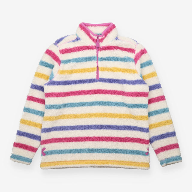 Multicolour Striped Teddy Fleece Quarter Zip fleec