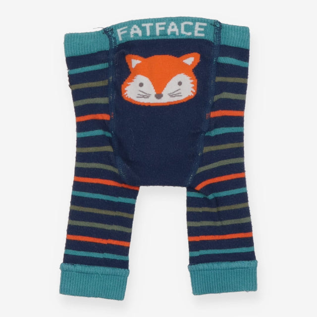 Leggings Knit Blue Stripe Fox Applique