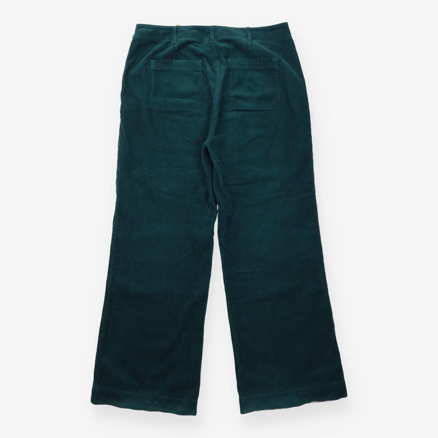 Green Corduroy Wide Leg High Waist Trousers