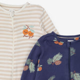 Sleepsuits Brown Stripe and Navy Autumn Oranges