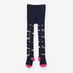 Navy tights with horses and rainbows