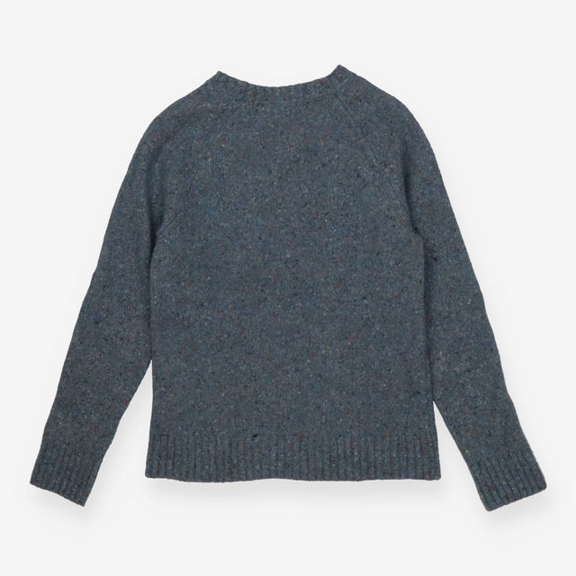 Blue Flecked Recycled Wool Crew Neck Knit Sweater