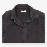 Denim Mini Dress Washed Black Cotton Long Sleeve