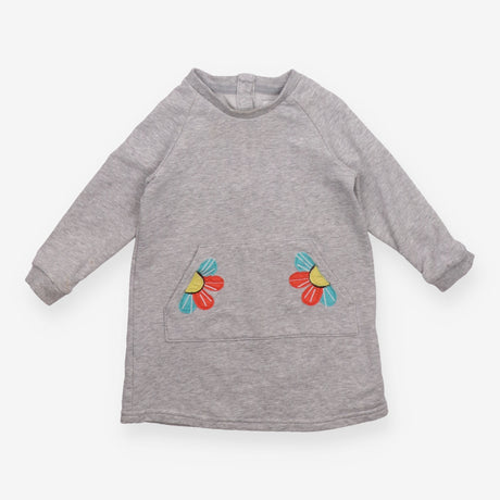 Grey Sweater Dress with Flowers 