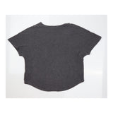 Top Short Sleeve Charcoal Grey V-Neck Cotton Blend