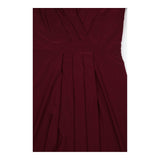 Burgundy Wine Red V-Neck Pleated Wrap Front Long S