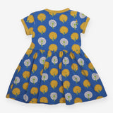 Dress short sleeved blue with yellow and white flo