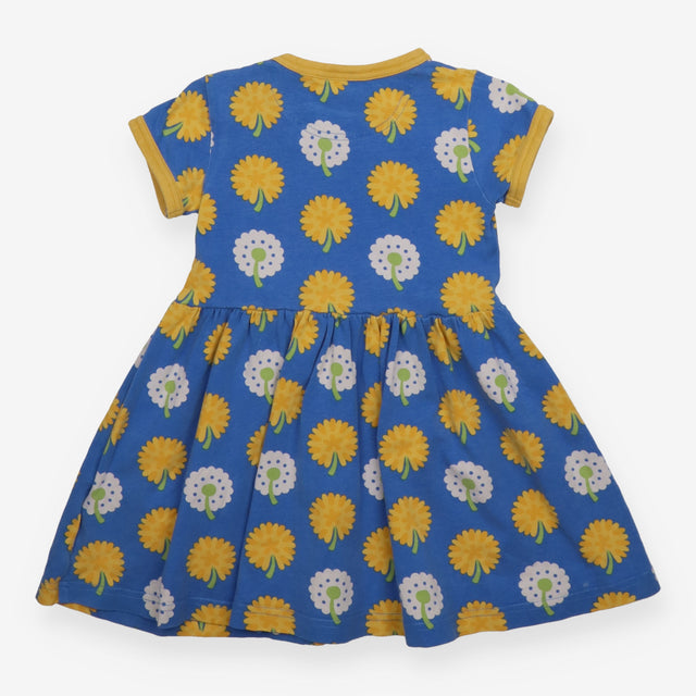 Dress short sleeved blue with yellow and white flo