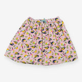 Skirt Pink Cord Bird Print