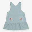 Teal cord dress with flower pockets