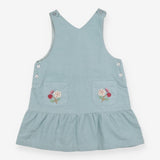 Teal cord dress with flower pockets