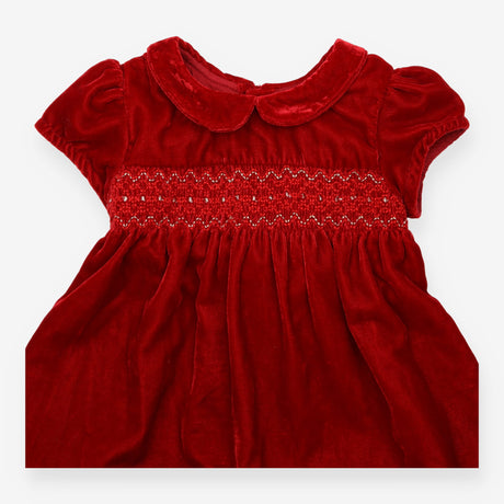 Collared Party Dress Red Velvet in Velour
