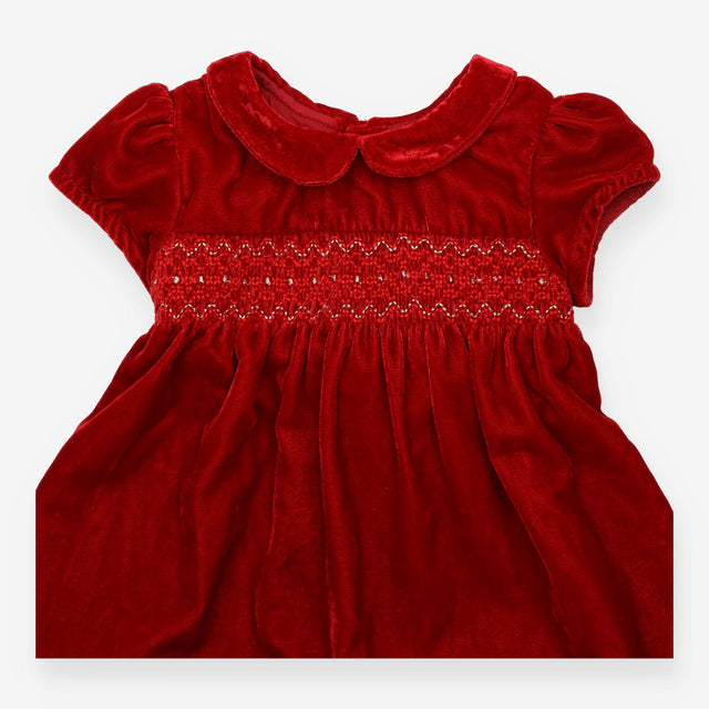 Collared Party Dress Red Velvet in Velour