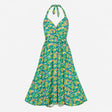 Midi Dress Abstract Print Halterneck Sleeveless