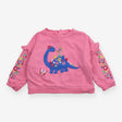 Sweater Frill Pink Dinosaur Applique