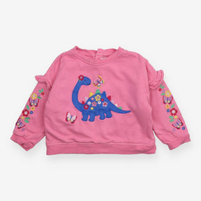 Sweater Frill Pink Dinosaur Applique