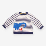 Blue Striped Dinosaur Sweater