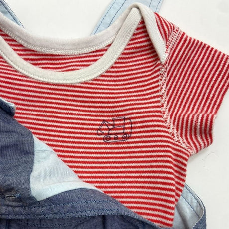 Chambray sailing boat shortie dungarees with Bodys