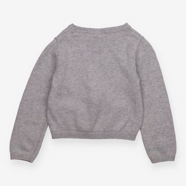 Sweater grey reindeer face pom pom nose