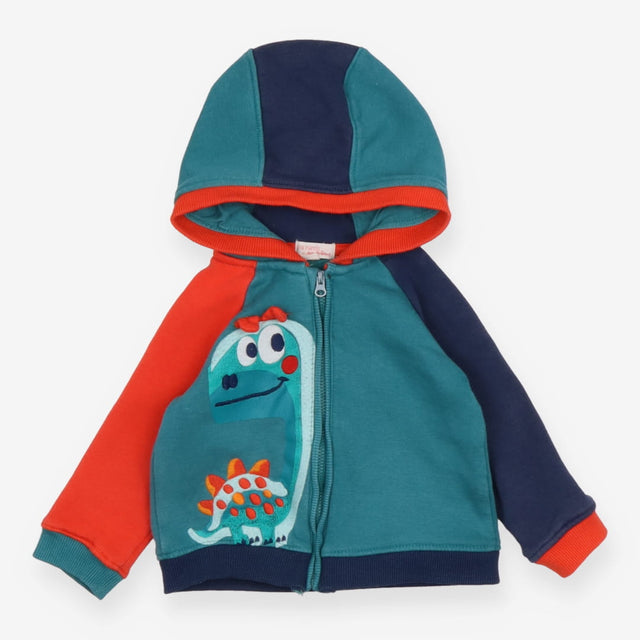 Hoodie Green, Navy and Red with Dinosaur Applique