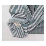 Grey Blue Stripe Sleeveless Button Detail Knitted 
