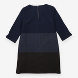Dress Navy Charcoal Colour Block Shift Three Quart