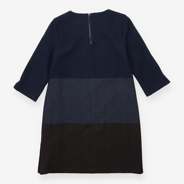 Dress Navy Charcoal Colour Block Shift Three Quart