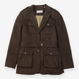 Wool Blend Coat Khaki Military Belted Utility