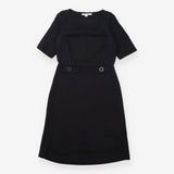 Dress Black Short Sleeve Tailored Button Detail Kn