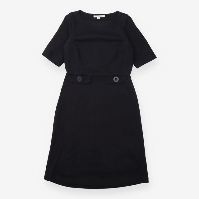 Dress Black Short Sleeve Tailored Button Detail Kn
