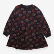 Sweater dress jersey dark grey with flowers