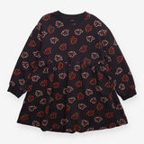 Sweater dress jersey dark grey with flowers