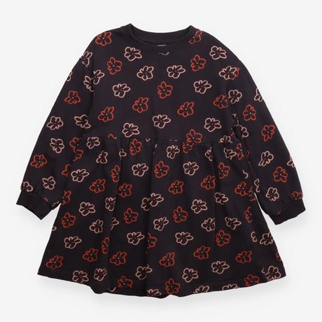 Sweater dress jersey dark grey with flowers