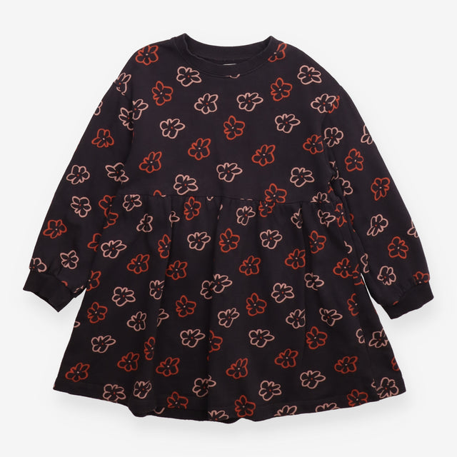 Sweater dress jersey dark grey with flowers